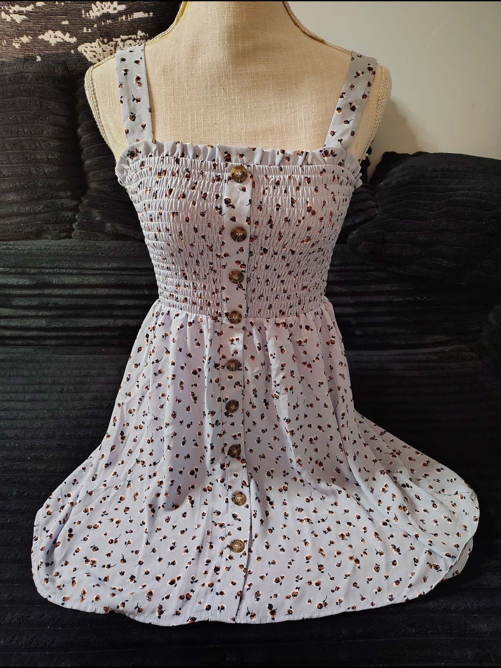 Sienna Sky White Floral Smocked Button Mini Dress